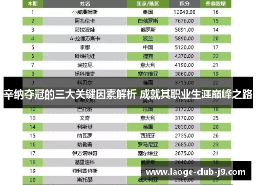 辛纳夺冠的三大关键因素解析 成就其职业生涯巅峰之路